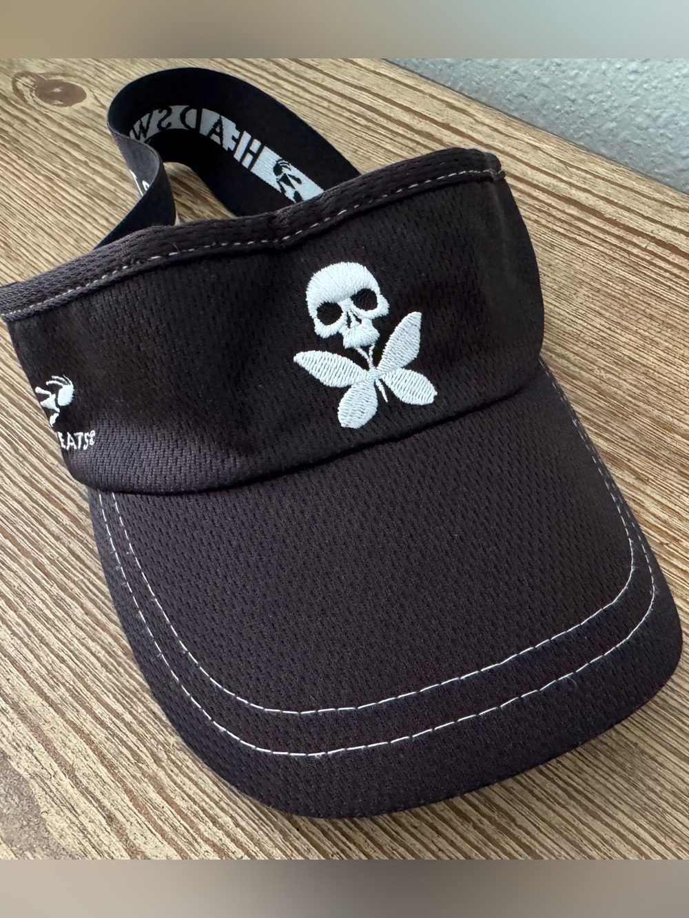 Betty Designs classic black butterfly skull run visor by Headsweats